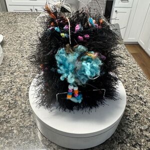 Retro Looking New lined Lion Brand Yarn Sunrise Yarn Purse w/Silver Handles